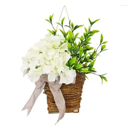 Decorative Flowers Panier Crème Crème Hortensia Artificiel Fake Floral Floral Été élégant Chic Welcome Sign