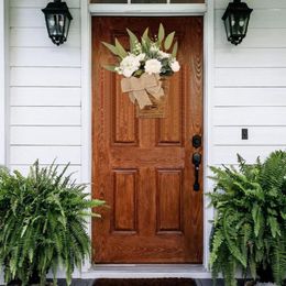 Guirlande de panier de fleurs décoratives facile à accrocher porte suspendue pas de flétrissement avant simulé panneau de bienvenue approvisionnement de balcon