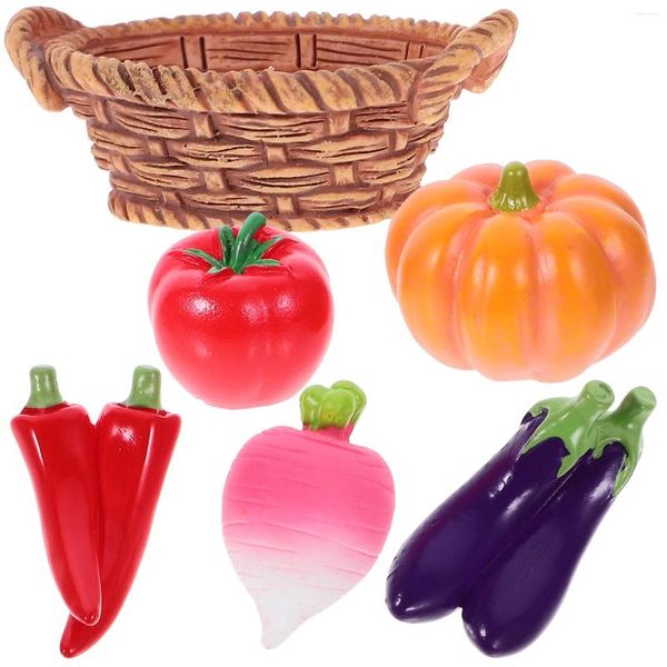 Paniers de fleurs décoratives mini-Fruit Model Dolls Miniature Resin House Vegetables Decoration Accessoire