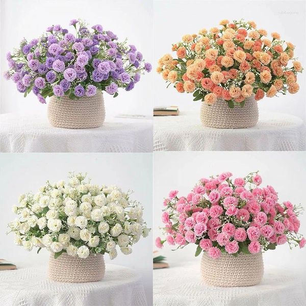 Flores decorativas hermosas 20 hortensias falsas seda flor jardín de fiesta pequeño lila