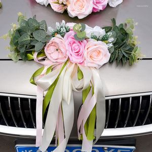 Fleurs décoratives belle fleur artificielle Kit faux Rose soie mariage voiture rétroviseur décoration fête Festival approvisionnement
