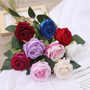 Fleurs décoratives Beau bouquet long rose artificielle organiser une fausse plante de mariage de mariage de table de table décor des cadeaux de la Saint-Valentin