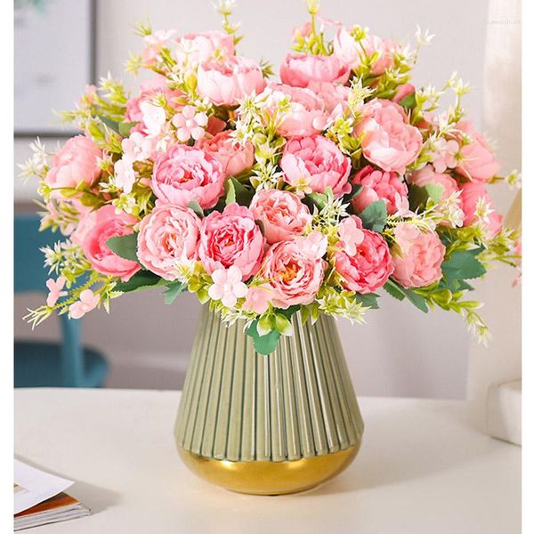 Fleurs décoratives beau bouquet de soie artificielle automne haute qualité Rose pivoine chambre table de jardin mariage famille décoration