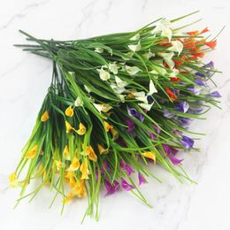 Fleurs décoratives belles bouquet mini calla artificielle avec plastique de feuille fausses plantes aquatiques plantes décoration de chambre à la maison