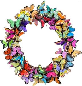 Fleurs décoratives beaux papillons pour la porte de printemps décor jardin couronne de bougie d'hiver anneaux