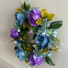 Fleurs décoratives belle couronne de fleurs de simulation réutilisable accrocheuse porte d'entrée signe suspendu longue durée artificielle Po Prop
