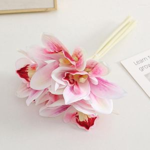 Fleurs décoratives belle fausse fleur en soie faux non-fading bricolage six branches simulation papillon orchidée bouquet accessoires de photographie