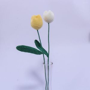 Fleurs décoratives belle tulipe en tricot réaliste longue durée branche de fleurs artificielles décor de mariage couleur vive pour la maison