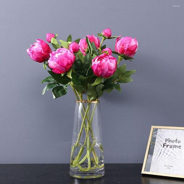 Fleurs décoratives belle vraie touche bricolage soie artificielle pivoine Simulation Bouquet faux plantes Arrangement de table décoration de mariage
