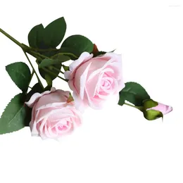 Fleurs décoratives belles roses en soie artificielle petit bouquet blanc vases pour la fête à domicile décoration de mariage d'hiver fausse plante
