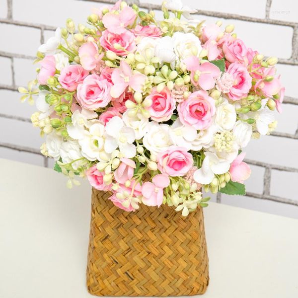 Fleurs décoratives Belle Rose Hortensia Soie Artificielle Pour Noël Décoration De Fête De Mariage Faux Faux Plantes Jardin Chambre Accessoires