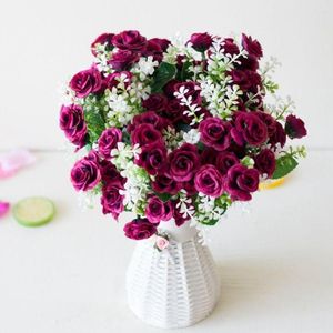 Decoratieve bloemen Mooie Rose Peony Artificial Silk Fake Flower Small Bouquet Flores Mini Roses voor Kerstmis trouwdecoratie