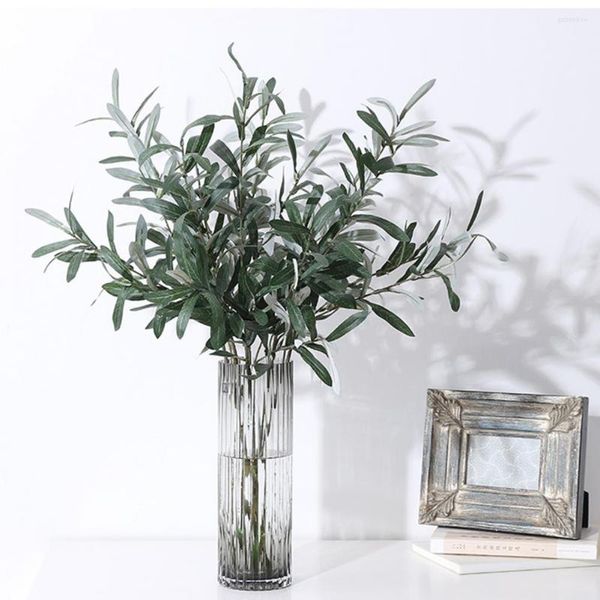 Flores decorativas Hermosa planta de simulación Respetuoso del medio ambiente Artificial Fácil mantenimiento Rama de olivo Seda