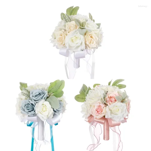 Fleurs décoratives beau Bouquet de mariage Roses artificielles pour les demoiselles d'honneur de la mariée créent une atmosphère romantique à la maison des mariages