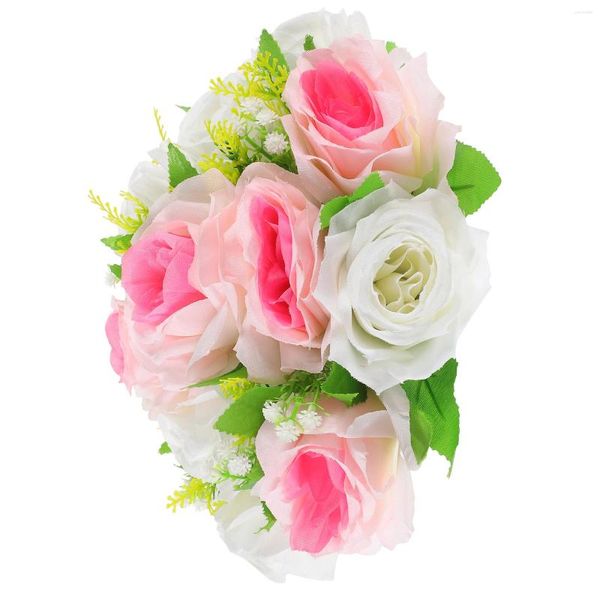Fleurs décoratives chambre décorée de mariage ballon de fleur faux rose ménage de salon maître maître de table vitrine en plastique délicat