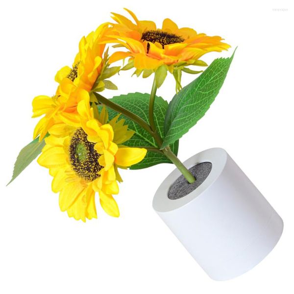 Flores decorativas Dormitorios Lámpara de noche Escritorio Blanco Decoración de trabajo Girasol Luces Usb Mesa Noche Bombillas Led Adorno artificial