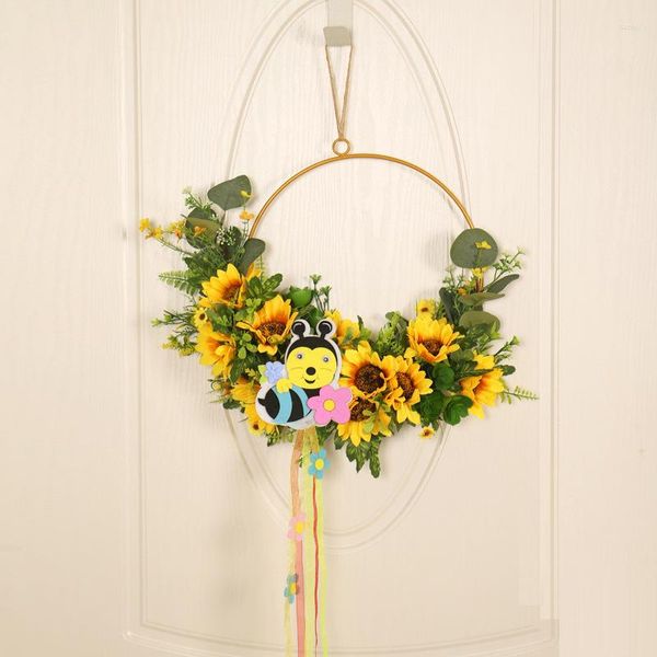 Flores decorativas, guirnalda para Festival de abejas, colgante de pared, adorno colgante, puerta de hierro forjado