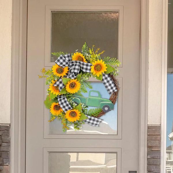 Fleurs décoratives Couronne de fleurs d'abeilles pour la porte d'entrée mur suspendu cadeau décor festival de mariage de mariage en plein air ferme de fête