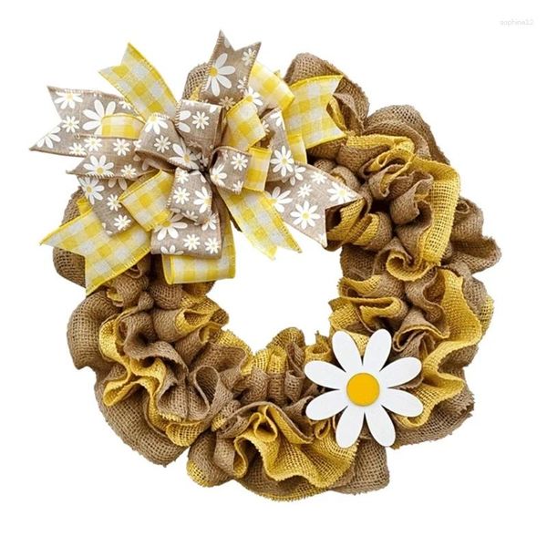 Flores decorativas Bees Wreath 15 pulgadas Flor artificial de verano de primavera con Bownot para la puerta de la puerta de la puerta de la puerta de la pared de la pared de la boda M6CE