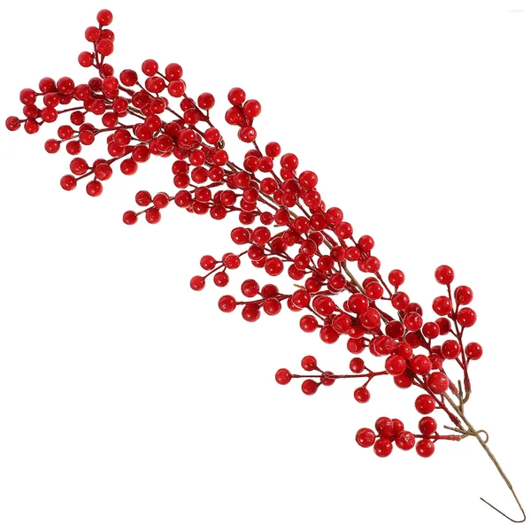 Fleurs décoratives Berry Christmas Decor Baies artificielles Pick Holly Garland Hanging Cone Wreath Red Pine Door Tree Simulation Ornements