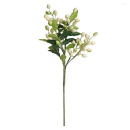 Flores decorativas baya, fruta de olivo artificial con hoja, simulación de flor, planta, arbusto para decoración de boda y hogar