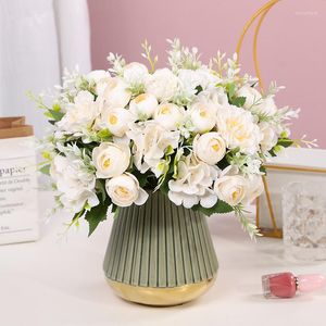 Dekoracyjne kwiaty Bie kwiat Vintage jedwabny pączek róży zmieszany z Crabapple Home Wedding Garden Center akcesoria do dekoracji