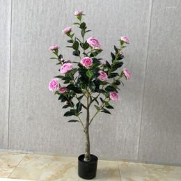 Fleurs décoratives grand camélia artificiel Rose arbre plante verte en pot mariage maison jardin salle bureau décoration