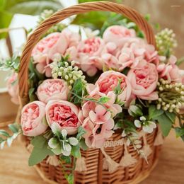 Decoratieve bloemen Big Heads Artificial Peony 25cm Rose Bouquet Real Touch Hydrangea voor Home Graden Wedding Decoratie