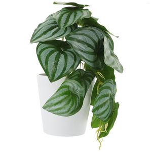 Decoratieve bloemen Bionic Artificial Plant Bonsai Home Decor Watermeloen Peperomia Fake Pot Potted Plants