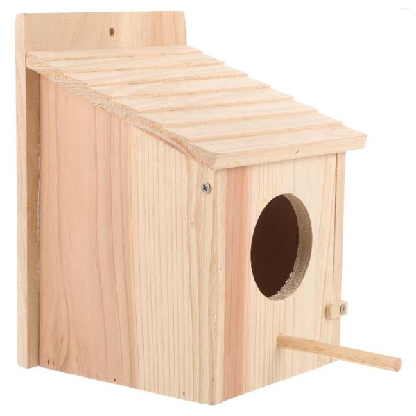 Flores decorativas Birdcage Alimentador de madera Casa natural Caja de anidación pequeña Cría de pájaros para mascotas Regalo de cumpleaños Dormir Alimentar hacia fuera Decoración de la puerta