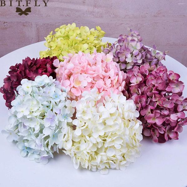 Flores Decorativas BIT. Hortensia colorida de flores artificiales para decoración de boda, telón de fondo romántico, decoración del hogar DIY