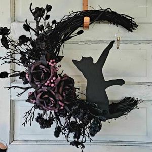 Decoratieve bloemen Zwart schattig halvemaanvorm deur raam muur achtergrond hangende Halloween Home Decoratie