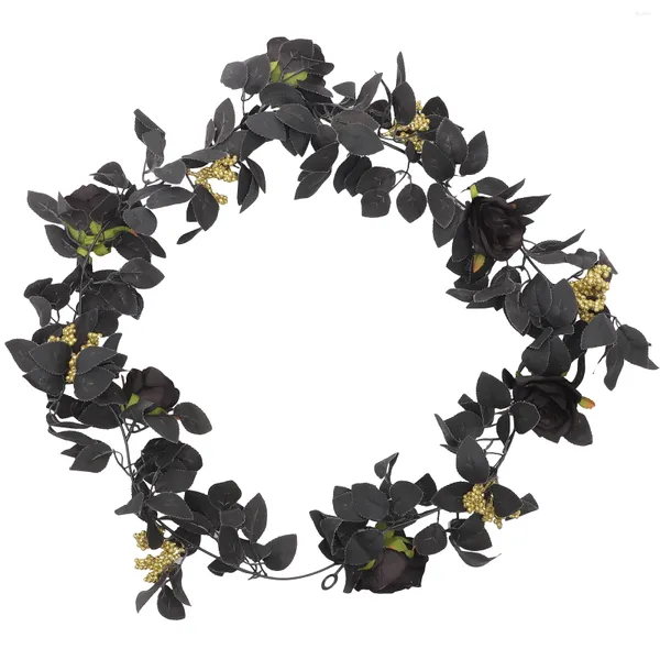 Flores decorativas Simulación de viña de rosa negra Decoración simulada