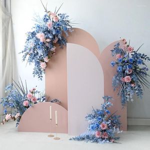 Fleurs décoratives Blue Pink Floor Floral Arrangement Événement Stage de la zone de bienvenue DÉCOR DÉCORD PROPS ARCH HOSH FLORING ROW Fond de mariage Corner