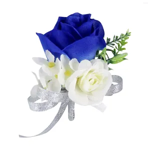 Decoratieve bloemen blauwe polsbloem en corsage prom -decoratie roze polsbandje set voor huwelijksverjaardag