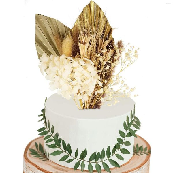 Fleurs décoratives Boho Cake Topper Feuille De Palmier Queue Herbe Bouquet Séché Décoration D'anniversaire Vintage Mariage Baby Shower Party Supplies