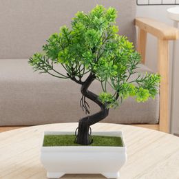 Flores Decorativas Bonsai Planta Artificial Simulación En Maceta Pequeño Pino Hogar Sala De Estar El Lugar De Bienvenida Jardín Fiesta Decoración Verde