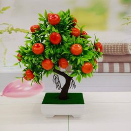 Decoratieve bloemen bonsai kunstmatige planten mandarijn oranje bloeiende fruitboom potten voor huizentuin bruiloft decoratie nep plant ambacht