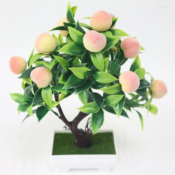 Fleurs décoratives bonsaï plantes artificielles faux arbre fruits jaunes en pot pour la décoration intérieure décorations de noël accessoires mariage