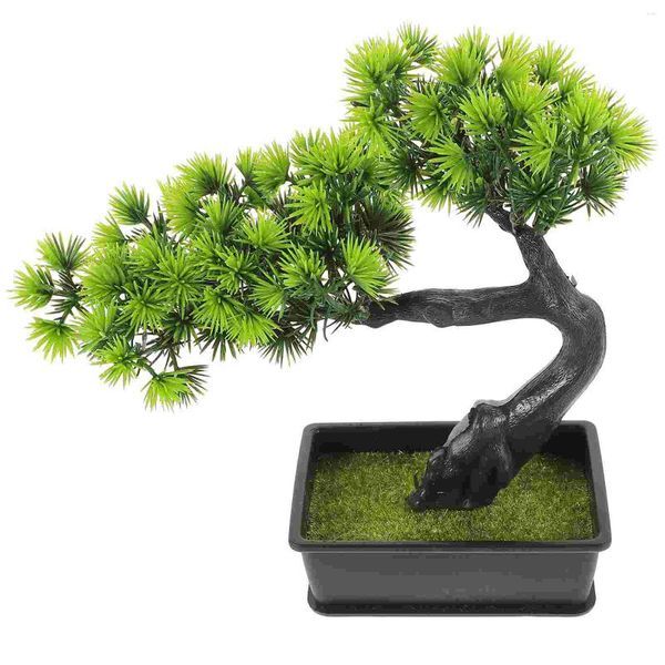 Fleurs décoratives bonsaï décor bureau pour bureau Table à manger réaliste faux ornements artificiels pin vert