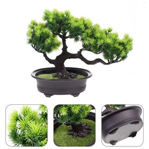 Decoratieve bloemen bonsai potte kunstmatige boomplanten dennen faux plant nep pottop japanse potten in zen decoratie groen klein