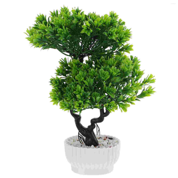 Flores decorativas Bonsai Tree Artificial Fake Plantspine Potted Pot Faux Decor Mini Japanese Flower Decoration Árboles de interior Greenery Zen