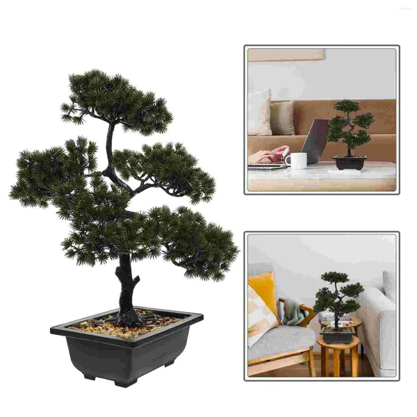 Flores decorativas Bonsai Tree Artificial Fakeplant Decoración interior japonesa Simulación de escritorio Greenerydecor Ornament Potted Realistic