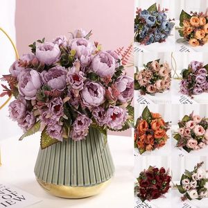 Decoratieve bloemen boeket kunstmatig middelpunt Vintage Mini pioenroos voor thuis tafelweergave DIY bruiloft aanbod