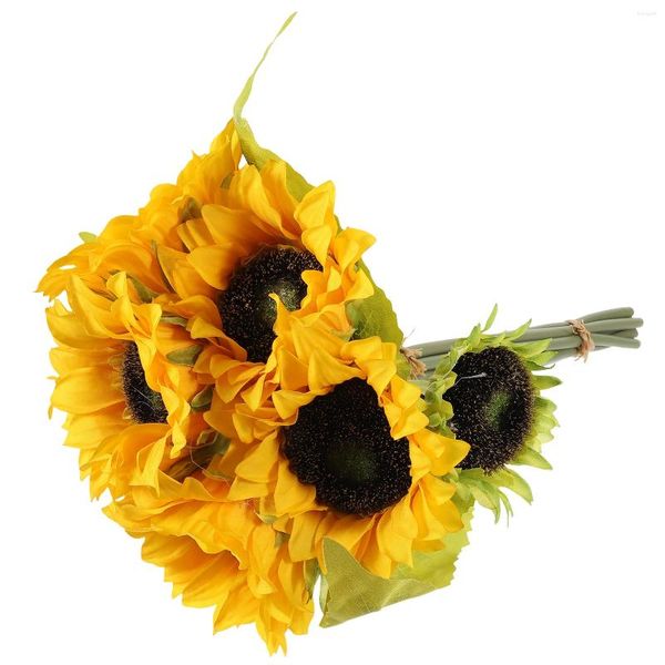 Fleurs décoratives Bouquet Bride Artificiel Bridal Faux Wedding Bouquets Sunflowers Romantique