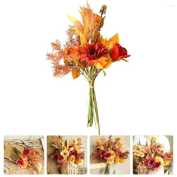 Fleurs décoratives Bouquet Simulation tissu fleur artificielle automne décor Arrangement Bouquets plantes