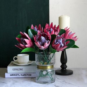 Decoratieve bloemen Bouquet Tafelarrangement feest Feestelijke King Protea Flower Faux Emperor Wedding Decoratie Home Decor Artificial