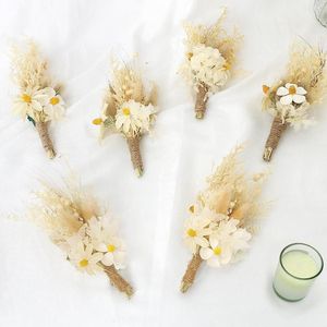 Fleurs décoratives boutonnières Mini Bouquet séché avec épingle pour Boho mariage anniversaire gâteau Table anniversaire fête décoration