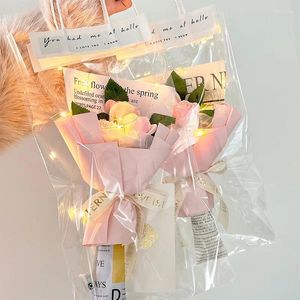 Cajas de flores decorativas, jabón de baño perfumado Floral, pétalos de rosas, aceite Total en caja de regalo para arco de boda con incluido