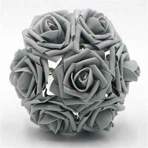Fleurs décoratives Bouquet de mariée gris Rose artificielle en gros 100 pour la cérémonie de mariage décor centres de table maison fête LNPE034